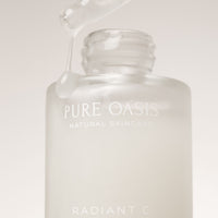 Pure Oasis Natural Skincare Radiant C Serum This powerful antioxidant C serum is designed to nourish and brighten the skin to reveal a clear, glowing complexion. The unique blend of botanical Mountain Pepper Berry, Rosehip and Coconut Extract nourishes the skin with powerful phytonutrients that help strengthen, repair and renew.