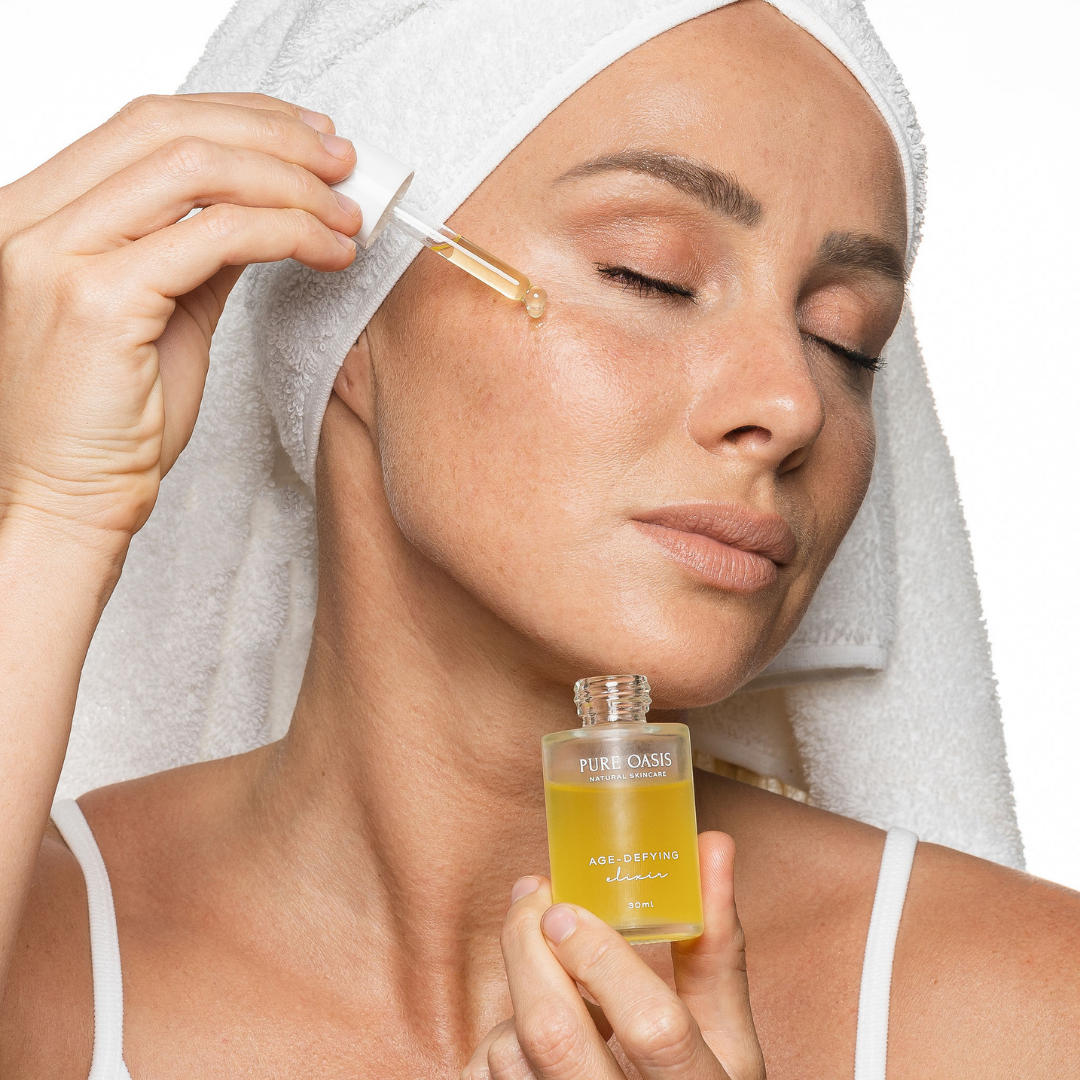 Pure Oasis Natural Skincare_ Age-Defying Elixir Powerful blend of nutrient rich oils deigned to nourish, repair and restore, facial oil, glow, luminous, balances skin