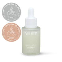 Pure Oasis Natural Skincare Radiant C Serum This powerful antioxidant C serum is designed to nourish and brighten the skin to reveal a clear, glowing complexion. The unique blend of botanical Mountain Pepper Berry, Rosehip and Coconut Extract nourishes the skin with powerful phytonutrients that help strengthen, repair and renew.